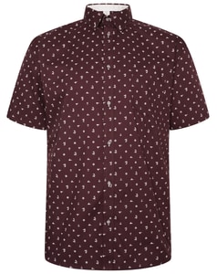 KAM Short Sleeve Dobby AOP Shirt Burgundy